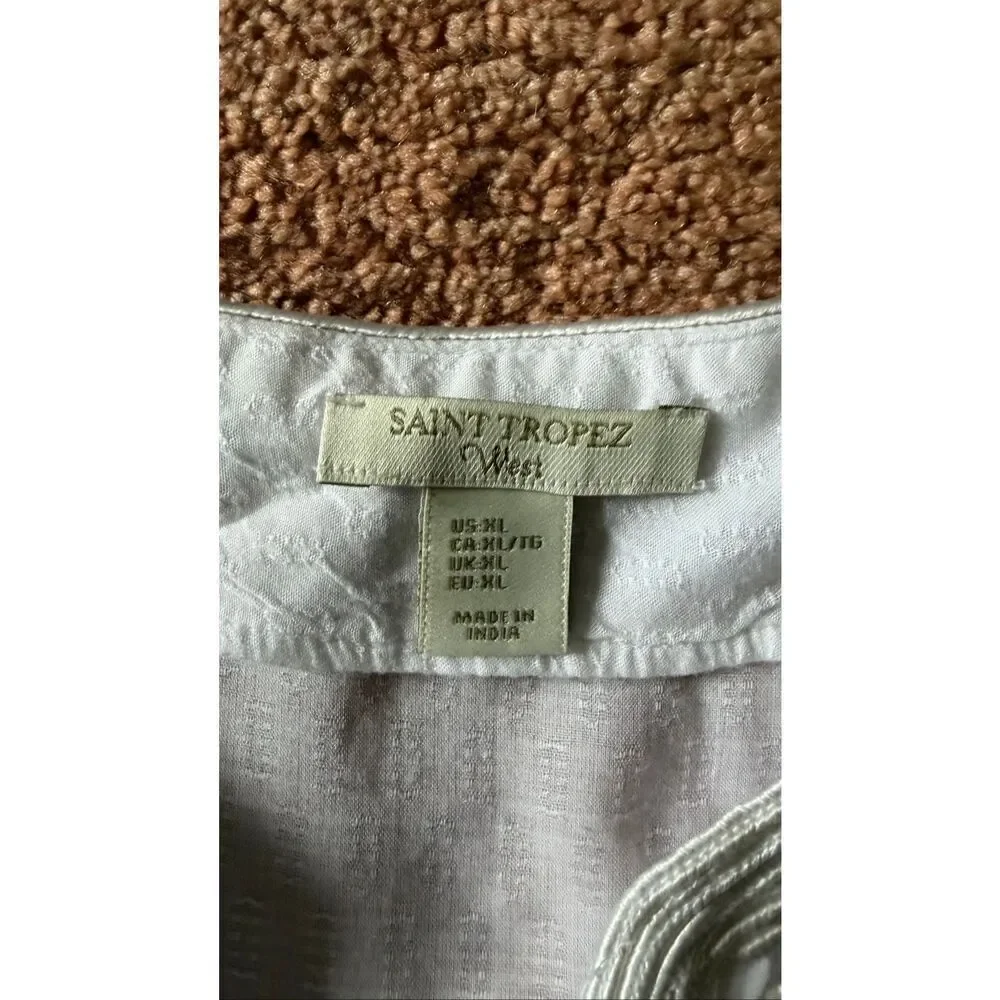 Saint Tropez West White Embroidered Blouse Size 2XL - Picture 2 of 9